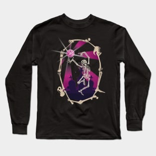 Disco dancing Skeleton with Mirror ball Long Sleeve T-Shirt